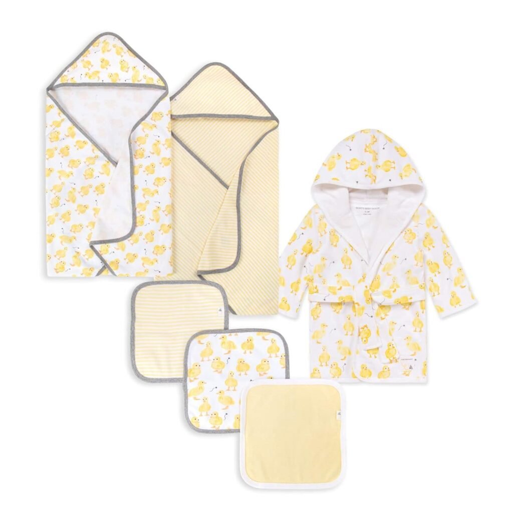 Burts Bees Baby - Bathrobe, Infant Hooded Robe, Absorbent Knit Terry, 100% Organic Cotton, 0-9 Months (Heather Grey)